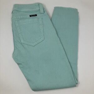Miss Me Jeans Size 27 Mint Green Mid Rise Ankle Skinny Distressed Raw Hem MS5151